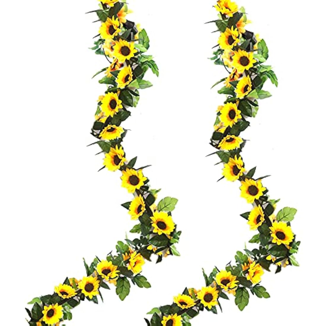 YELYAN 2 Pack Hanging Sunflower Garlands, Artificial Sunflower Garland Silk Sunflower Vine Faux Flower Hanging Garland with Green Leaves Fake Floral Arrangement for Wedding Party Home Décor