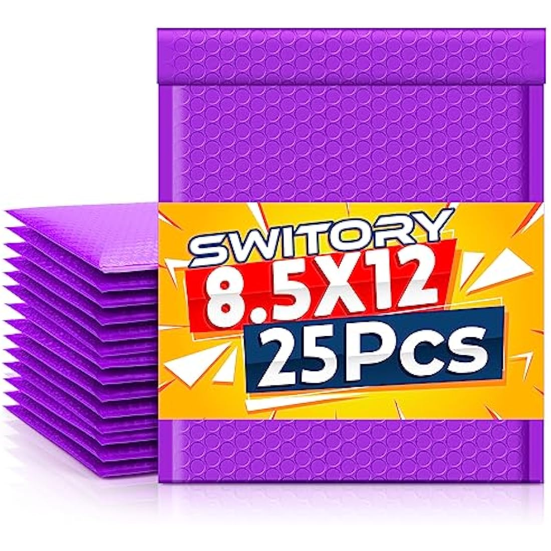Switory 25pcs Poly Bubble Mailers A4 Padded Envelopes Bubble Envelopes Package Bags Lined Poly Mailer Self Seal Purple, 21.6cmx28cm