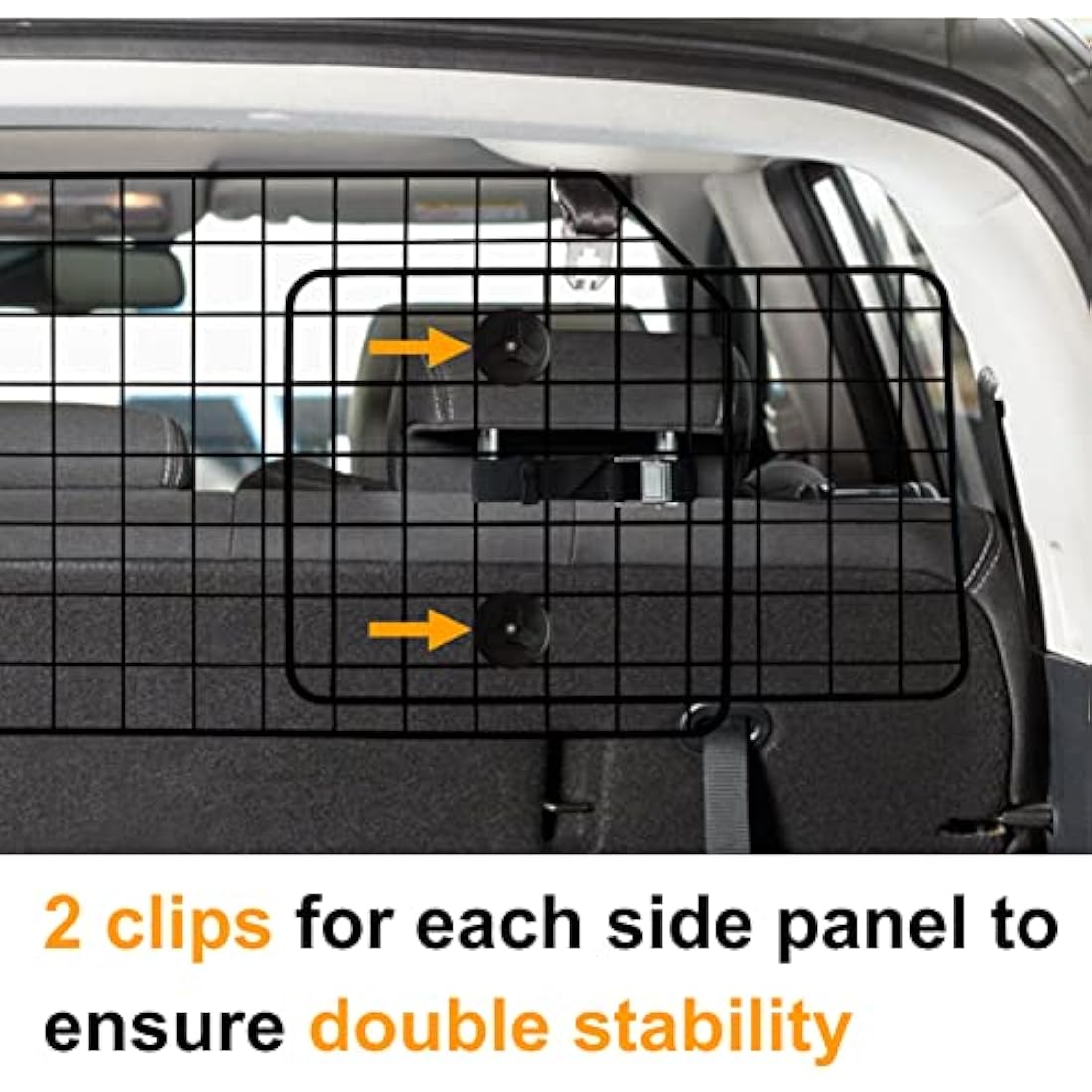 NOAMOO 38-66.5 Inches Dog Car Barrier for SUVs, Van, Vehicles, Adjustable Large Pet Barriers, Universal Fit Heavy-Duty Wire Mesh Dog Guard, Pet Divider Gate for Truck Cargo Area, Safety Car Divider