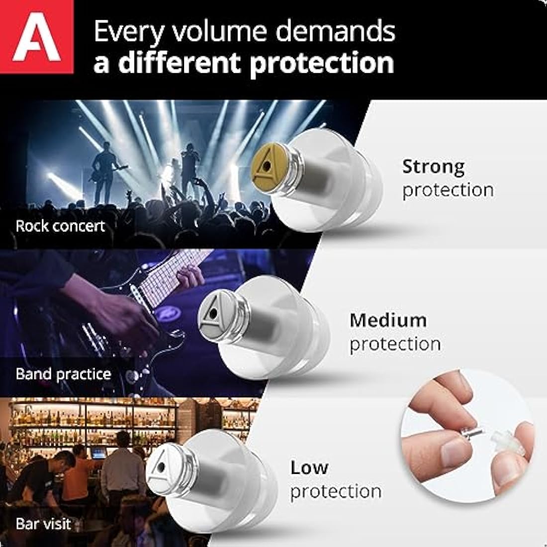 Alpine MusicSafe Pro High Fidelity Music Earplugs for Concert & Noise Reduction, 3 Interchangeable Premium Filter Sets - Professional Musicians Ear Protection - Hypoallergenic Reusable Invisible Plugs