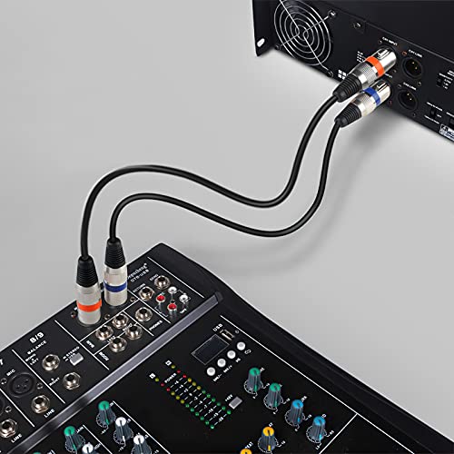 4 Pack 3 Pin DMX Cable - 3m/10ft Female to Male XLR, Mic Leads for Stage Lights or DJ Mixer System