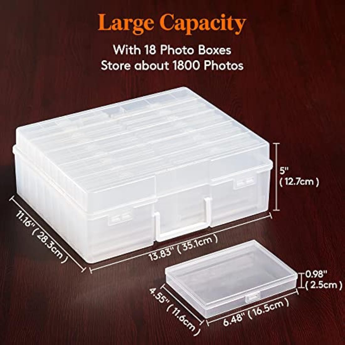 Lifewit Photo Storage Box 4" x 6" Photo Case, 36 pcs Inner Photo Keeper, Clear Photo Boxes Storage, Plastic Photo Organizer for Seed, Cards, Craft, Stickers with 1 Sheet Label, 2 Pack
