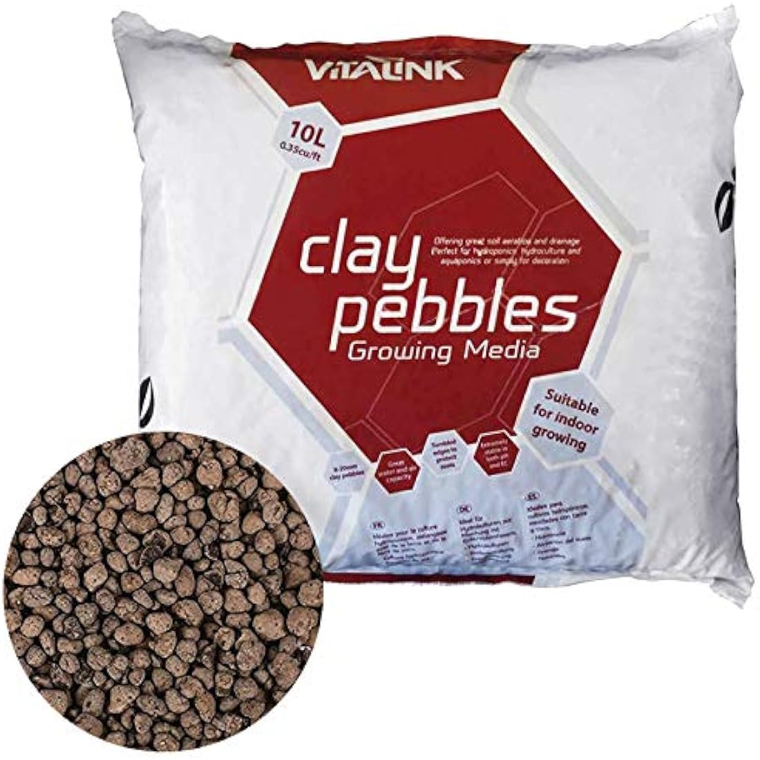 VitaLink 02-050-105 10L Clay Pebbles Bag, Grey