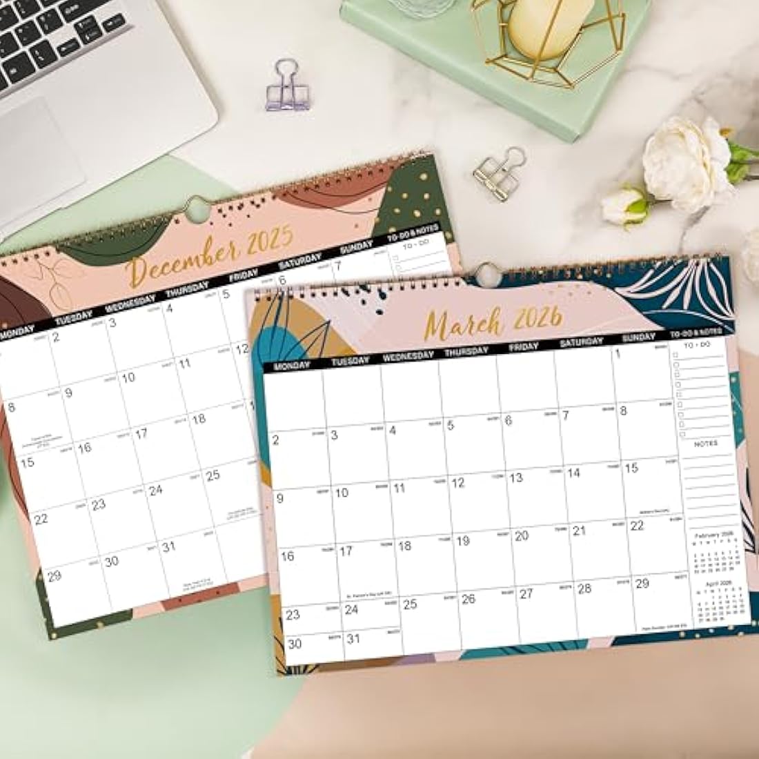 Calendar 2025-2026 - Wall Calendar 2025-2026, Calendar from July 2025 - December 2026, Large Ruled Blocks Perfect for Planning and Organizing for Home or Office, 37.6 x 29 cm