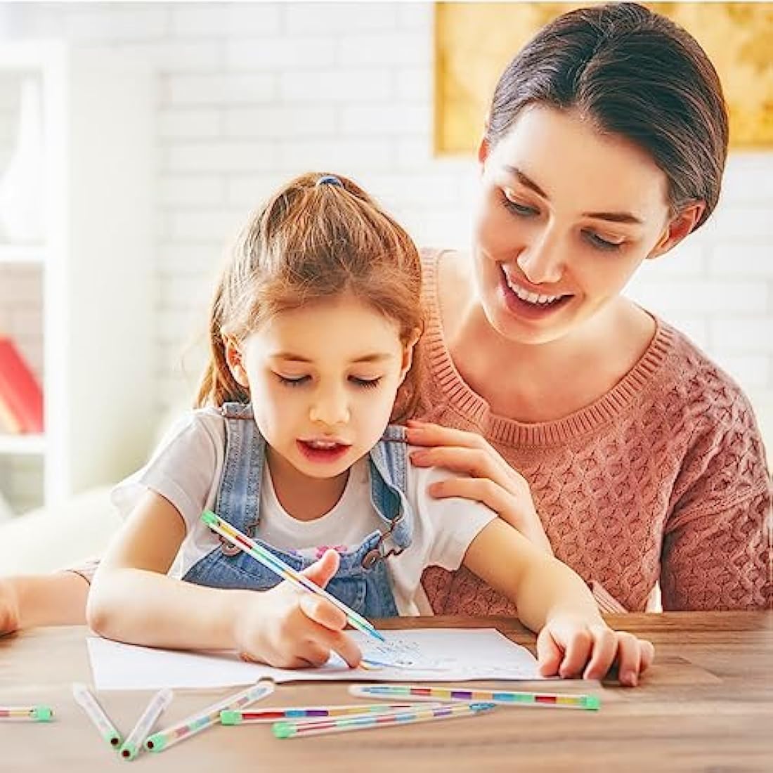 Vicloon Swop Point Colours, 30PCS Rainbow Point Crayons, 11 x Stacking Pencil Crayons For Kids