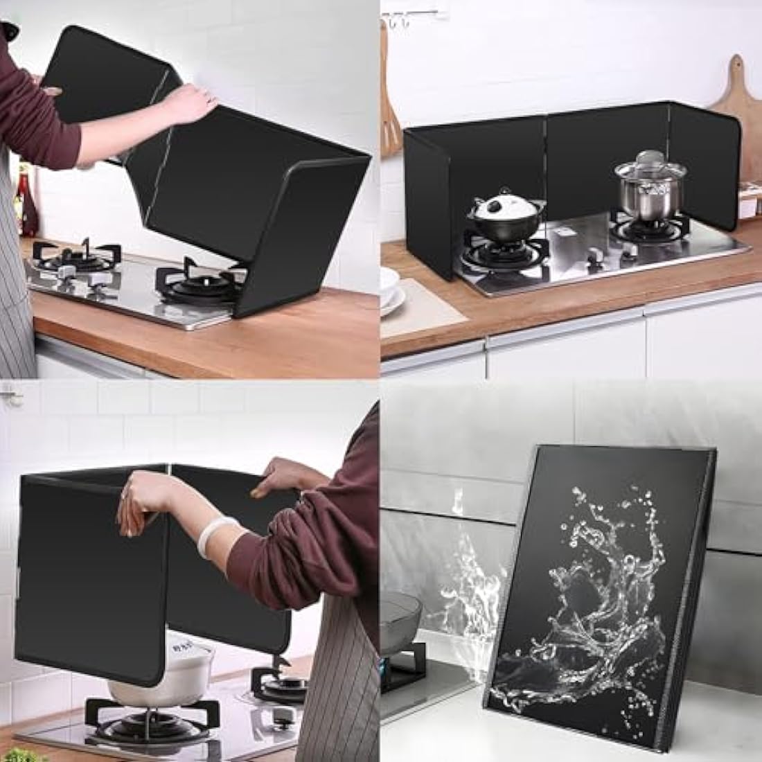 Wuciray Height 40CM Stove Splatter Guard for Cooking Kitchen Anti Splatter Shield Guard Portable Folding Cooker Side Fat Oil Splash Guard Splash Back Splatter Screen for Frying Pan Wall Hob
