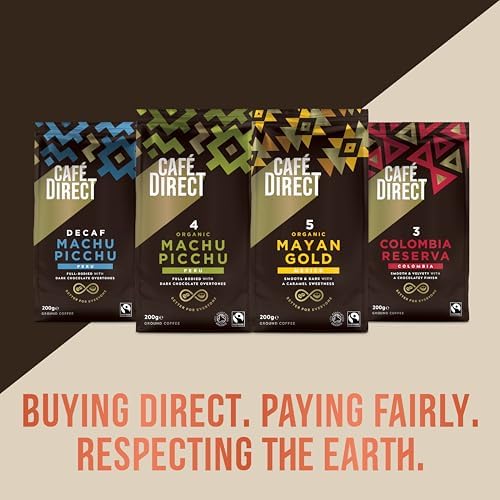 Cafedirect Mayan Gold Organic Ground Coffee – Smooth Dark Roast with Caramel Sweetness, Fairtrade Arabica from Mexico 200g (Pack of 6 - 1.2kg total)