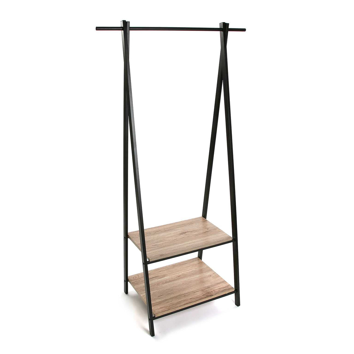 Versa Alz Coat rack stand, Freestanding entryway organiser, Measurements (H x L x W) 150 x 45 x 75 cm, Metal and Wood, Colour Brown and Black