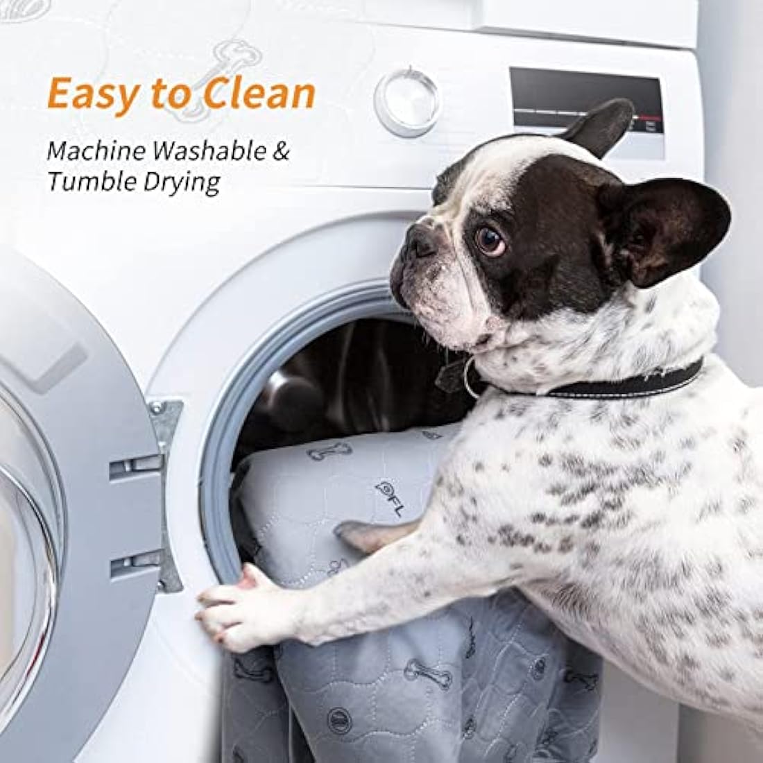 Washable Dog Pee Pad 168x125 Extra Large, Fast Absorbent Reusable Puppy Pads, Waterproof Pet Training Pads with Bone Print,Non-Slip Whelping Pad for Dog Playpen, Incontinence, Housebreaking