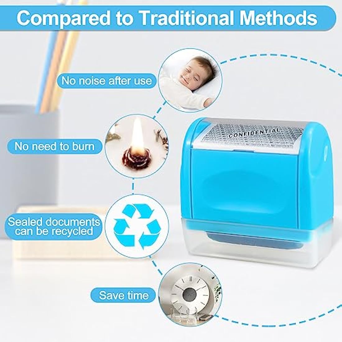 AUXHCYL Confidential Roller Stamp, Data Defender, Identity Theft Protection Roller Stamp, Including 3-Pack Refills, Anti Theft and Privacy Safety(Blue)