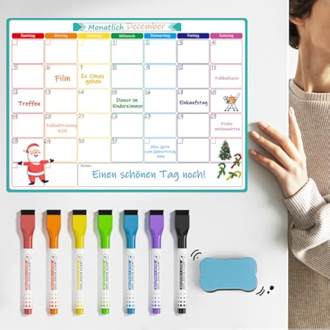 KTRIO Monthly Planner Whiteboard A3 Magnetic Whiteboard for Fridge Calendar Month Planner Monthly Wall Planner Reminder Board for Meal Planning or Shopping