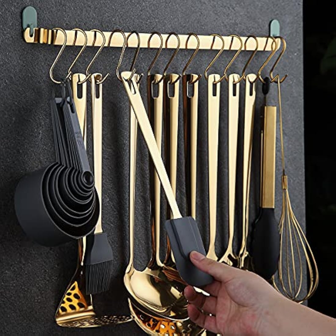 Gold Cooking Utensils Set,Kyraton Stainless Steel 37 Pieces Kitchen Utensils Set with Titanium Gold Plating,Kitchen Gadgets Cookware,Kitchen Tool Set with Utensil Holder. Dishwasher Safe