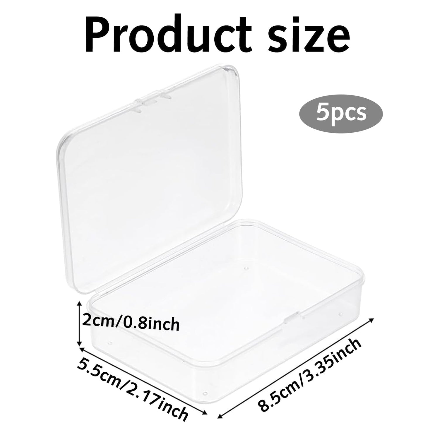 Ezranova 5 Pieces Storage Boxes with Lid,Rectangular Empty Mini Clear Plastic Organizer Storage Box Containers with Hinged Lids for Small Items Beads