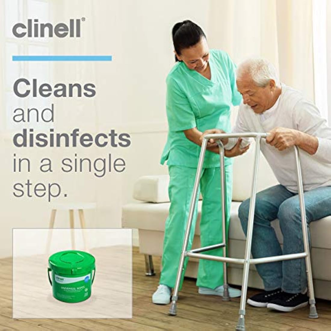 Clinell Universal Cleaning and Disinfectant Wipes for Surfaces - 4 x Buckets of 225 Wipes (900 Wipes Total) - Multi Purpose Wipes, Kills 99.99% of Germs, Effective from 30 Seconds
