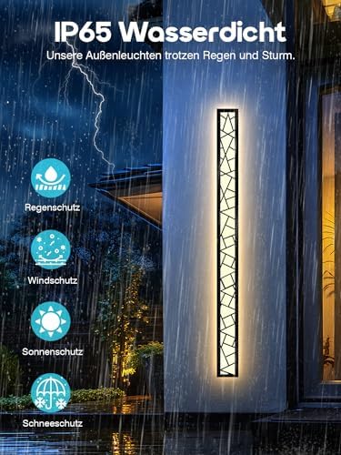 LED Black Wall Sconce Modern Exterior Garden Light 48W Ip65 Waterproof Wall Lighting 3000K Aluminum Outdoor Porch Light L150cm*1