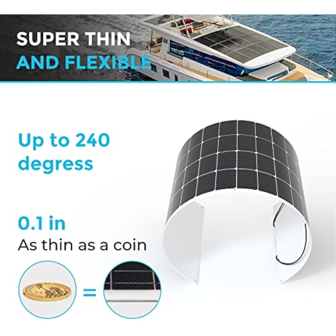 Renogy 200W Flexible Solar Panel, 12V Lightweight Monocrystalline Solar Panel for Motorhome, Caravan, Camper, Boats, Roofs, Uneven Surfaces, Off-grid System