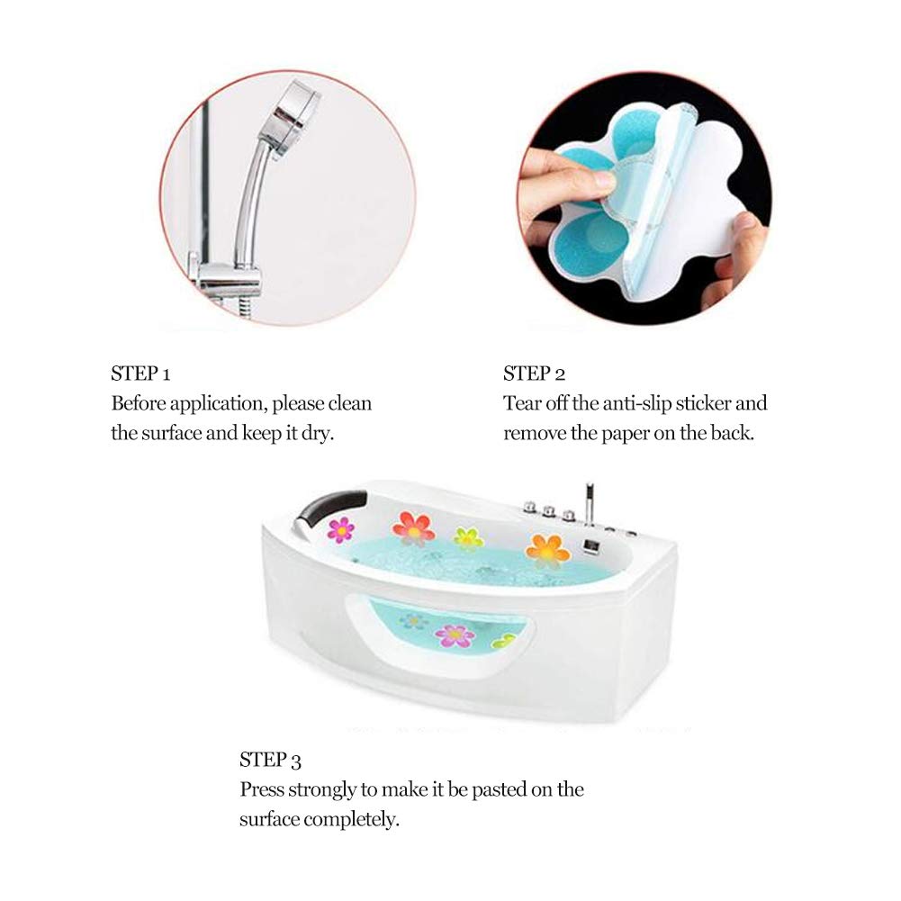 Tiiyee 13 Pcs Non Slip Bathtub Stickers, Bath Self Adhesive Treads Bathroom Water Resistance Tub Decals Adorable Anti Slip Safety Stickers Strong