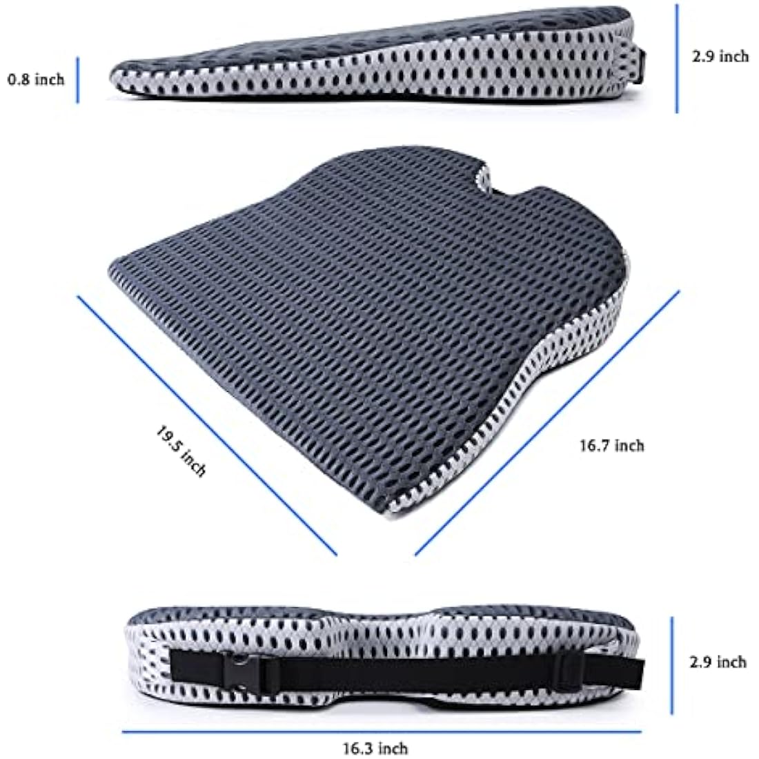 MargGona Car Wedge Cushion for Car and Truck Seats Office Chair Wheelchair - Memory Foam Cushion for Sciatica Relief