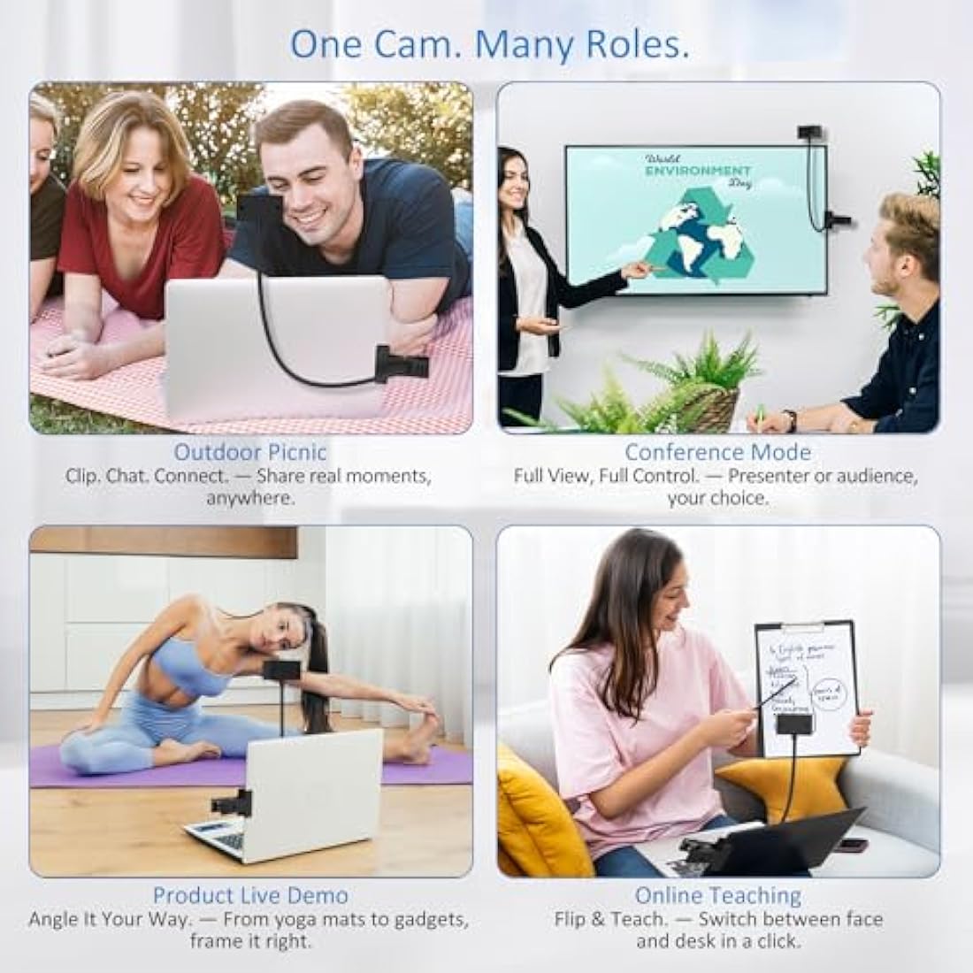 Danyesth Webcam for PC, Laptop Camera USB Webcam with Adjustable Gooseneck, Eye Contact 1080P Computer Camera for Presentation, Desktop Demo, Full-Body View, Video Call, Zoom, Teams, Skype (Black)