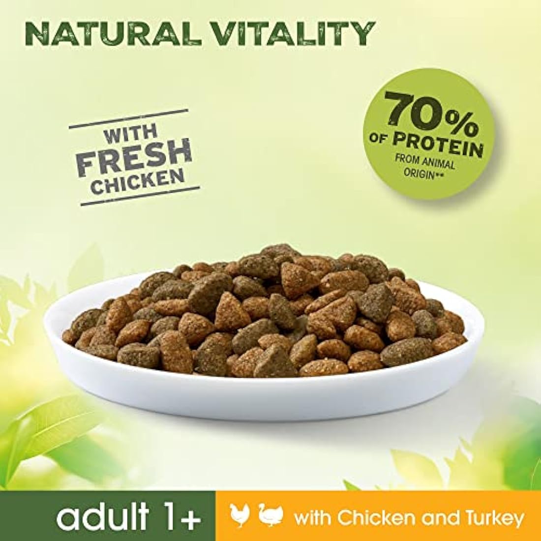 Perfect Fit Natural Vitality Dry Cat Food Adult 1+ - Complete Dry Food for Adult Cats from 1 Year Old, Rich in Chicken and Turkey – 2, 4 kg (Pack of 3)
