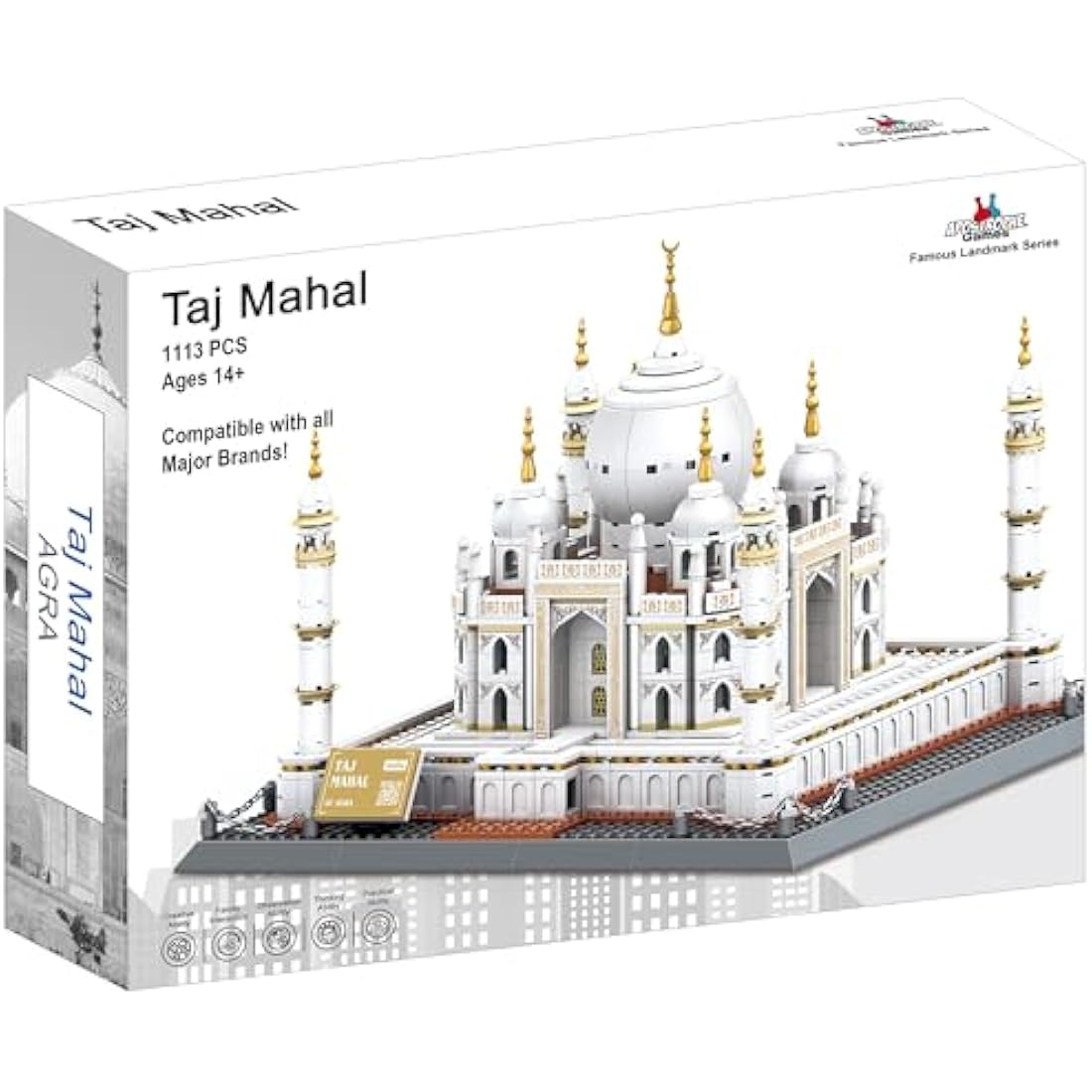 Taj Mahal Building Block Set 1,113 Pieces) India's Taj Mahal Famous Landmark Series Model for Kids and Adults