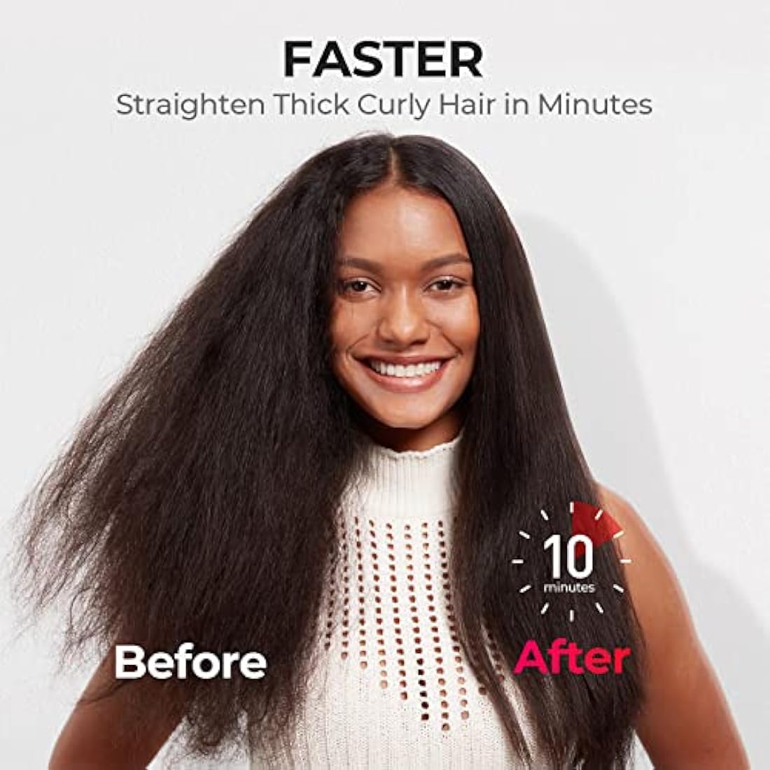 TYMO Ionic Plus Hair Straightener Brush UK, Upgraded Straightening Brush with Dense Bristles for Thick Hair, 16 Temps (80℃~230℃) LED Display, 10 Million ions, Dual Voltage, Hot Brush for Women (Black)
