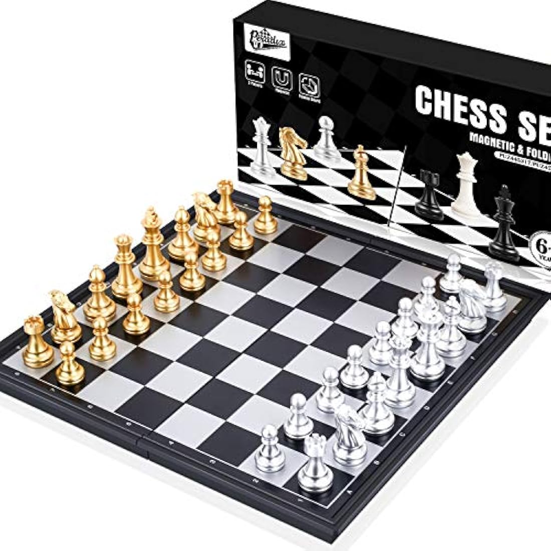 Peradix Travel Chess Board Set - Magnetic Chess Pieces, Portable/Foldable Board, Educational Toys for Kids/Adults, Traditional Game Gift, 2 Players, Ages 7+