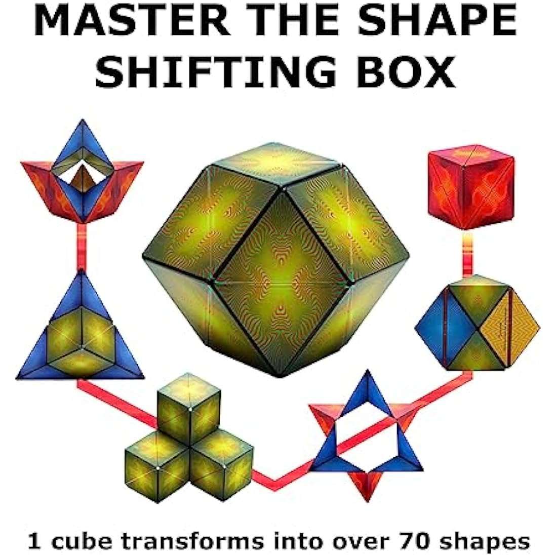 SHASHIBO Shape Shifting Box - Award-Winning, Patented Fidget Cube w/ 36 Rare Earth Magnets - Transforms Into Over 70 Shapes (Optical Illusion)