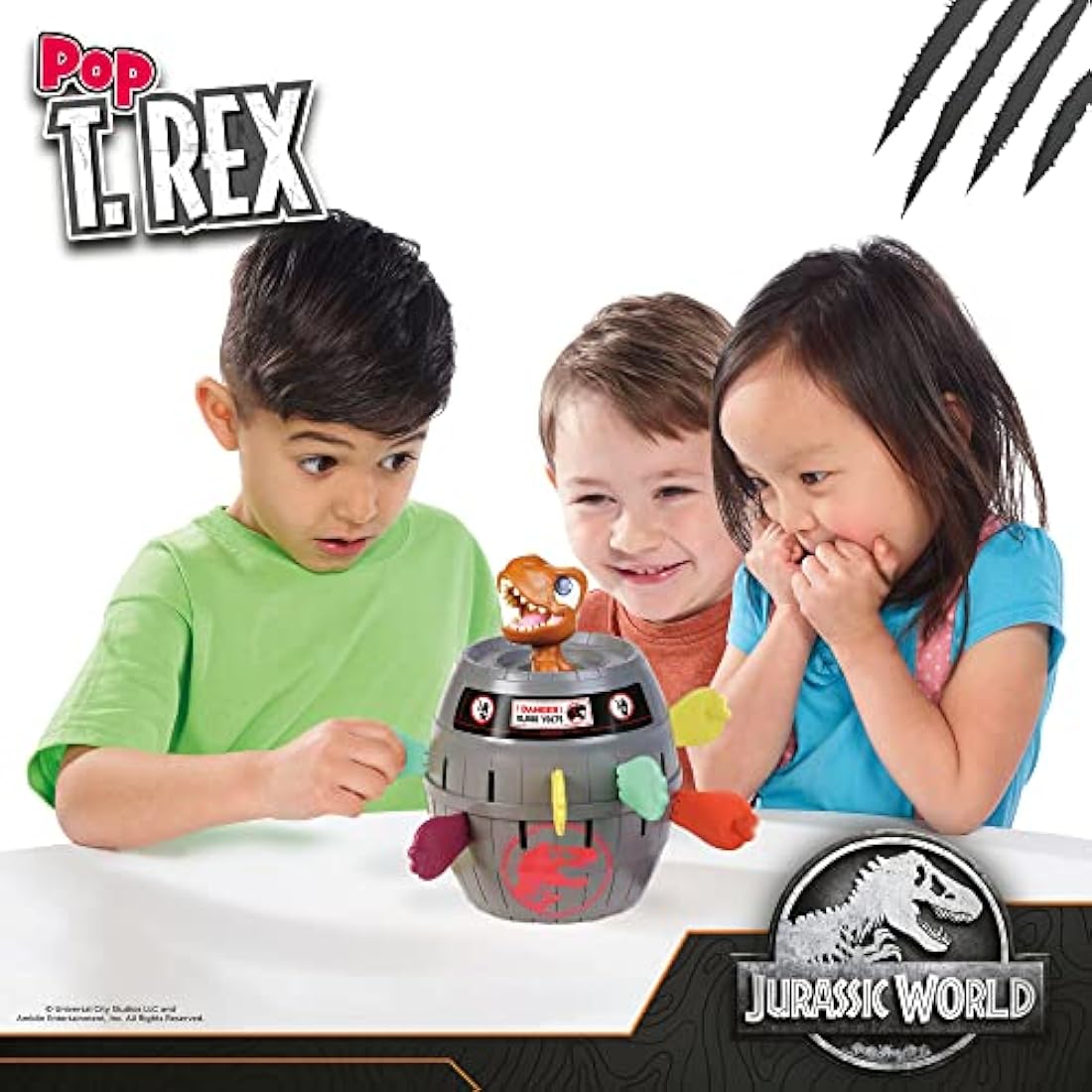 TOMY Pop Up Trex Classic Children's Action Game, Family & Preschool Kids Game, Jurassic World Games, Action Game for Children 4, 5, 6, 7, 8 Year Old Boys & Girls & Adults