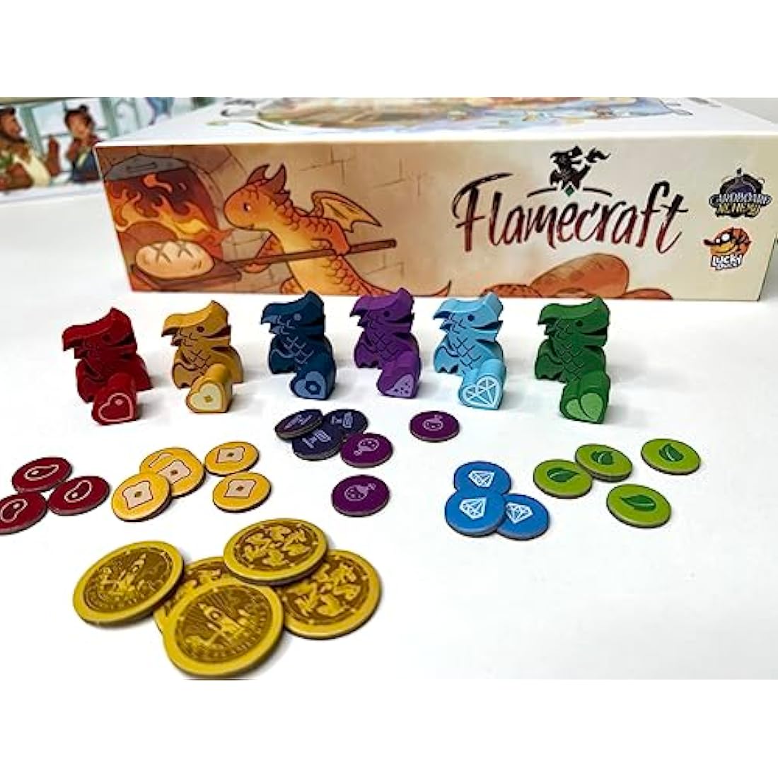 LUCKY DUCK GAMES - Flamecraft | Strategy Board Game | English Version | Dragon Fantasy | Fun Family Game for Kids and Adults | Ages 10+ | 1-5 Players | 60 Minutes