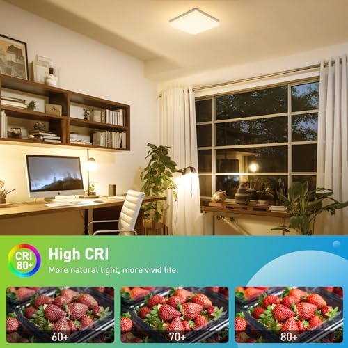 Yafido LED Square Ceiling Light Fitting 48W 4320LM, Warm White 3000K, IP44 Waterproof, 30CM Modern Ultra Bright Lighting Fixture 220V for Bathroom Kitchen Living Room Roof Office