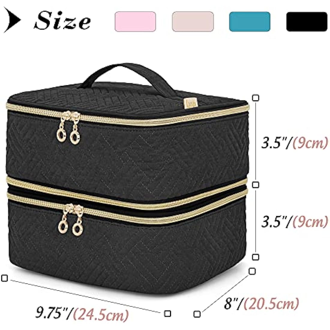 Luxja Nail Polish Organiser Case, Detachable 2 Layers Nail Varnish Case - Hold 60 Bottles (15ml - 0.5 fl.oz), Nail Varnish Storage Bag (Patented Design), Black