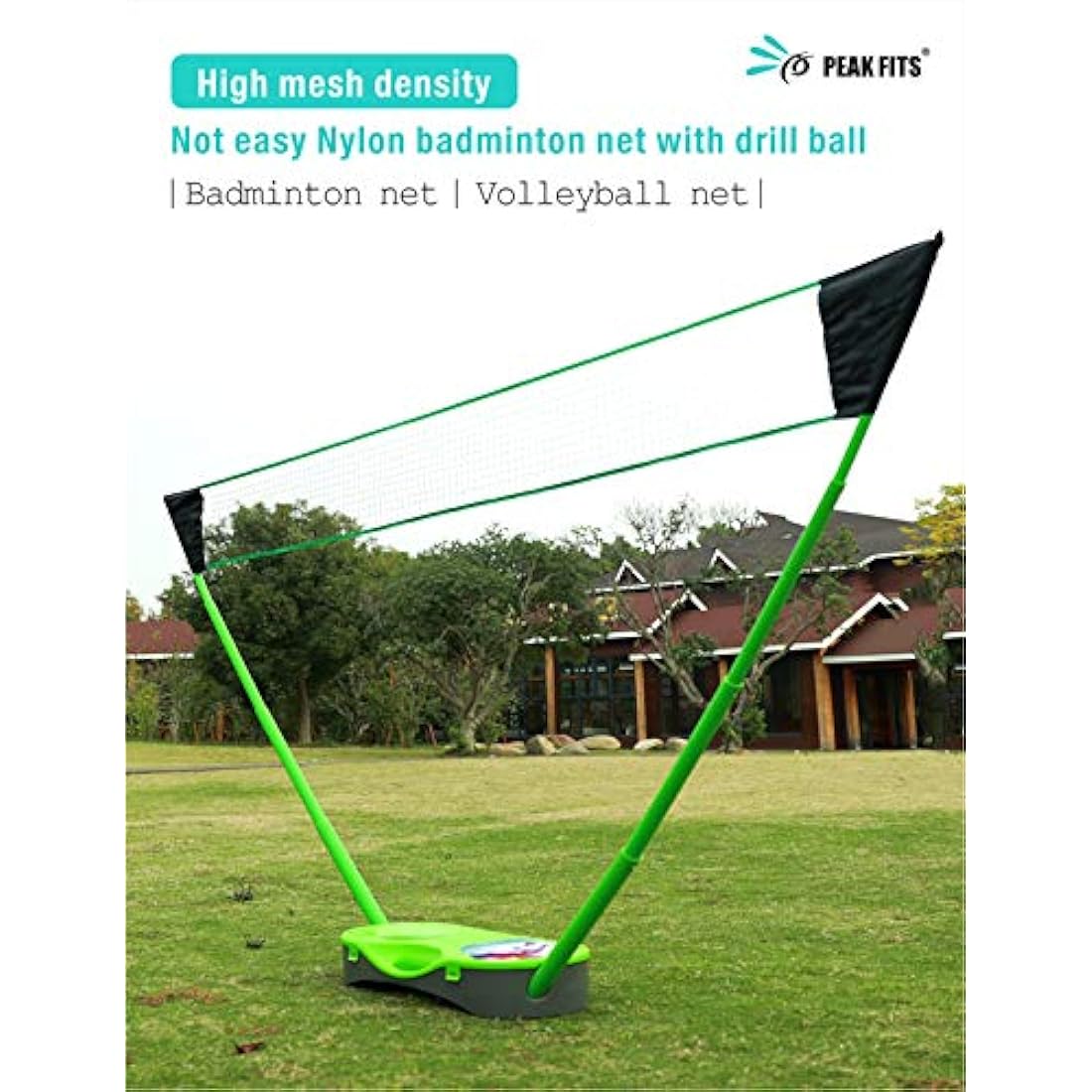 Peak Fits Portable Badminton Net Set,Folding Volleyball Badminton Net,4 Professional Graphite Badminton Racket,8 Racket Grip Tape,4 Shuttlecocks,Family Game,Kids Gift,Backyard Sports