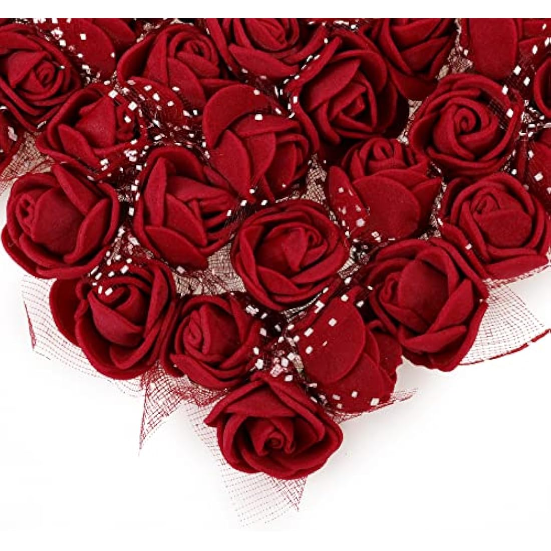 MWOOT Dark Red Roses Artificial Flower Heads, 144Pcs Mini Foam Roses for Crafts, Small Fake Roses Flower for DIY Wedding Halloween Party Festival Valentine's Day Decoration, 2.5CM Faux Flower Heads