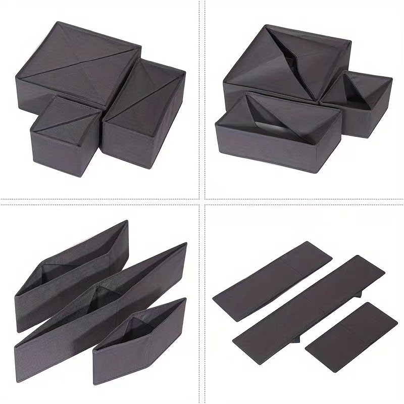 Uwenkjie 12-Piece Fabric Drawer Organiser Set - Foldable Storage Compartments for Clothes, Underwear, Socks, Scarves & Cosmetics