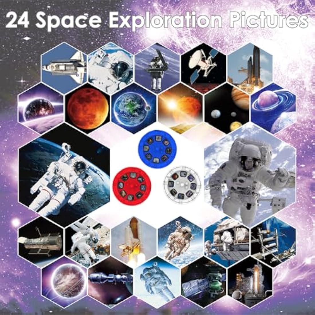 Pup Go Outer Space Torch and Projector for Kids Ages 3+, Including 3 Discs 24 Images, Cool Toys for Boys & Girls, Space Explore Projector Night Light, Educational Toys Idea Birthday Gifts for Toddler