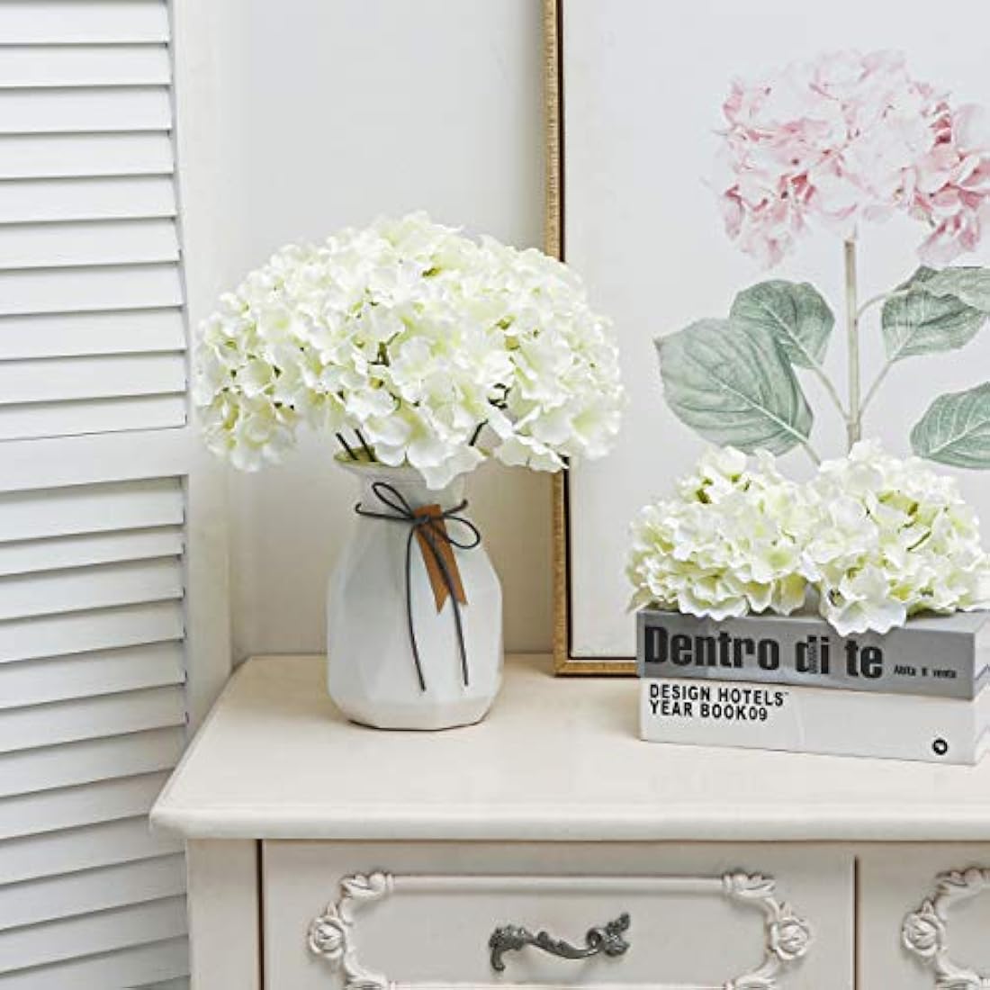 Tifuly 12Pcs Artificial Hydrangeas, Realistic Silk Hydrangeas Flower Heads with Stems Fake Flowers for Wedding Bridal Bouquets, Home Office Party Decor, Floral Arrangements, Centerpiece(Cream White)