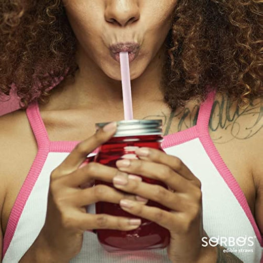 SORBOS Edible Straws, Assorted Flavors - Chocolate, Lemon, Lime, Strawberry, Sustainable, Allergen-free, Gluten-free, 100% Biodegradable (200 Straws)