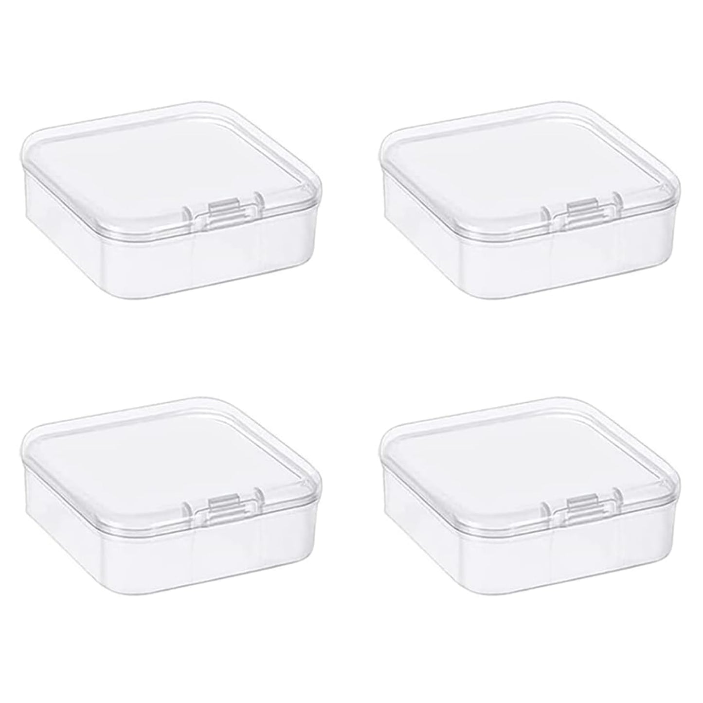 Leliafleury 7.4x7.4x2.5cm Transparent Plastic Organizer, 5Pcs Empty Mini Square Storage Containers Clear Plastic Storage Boxes with Lids for Small