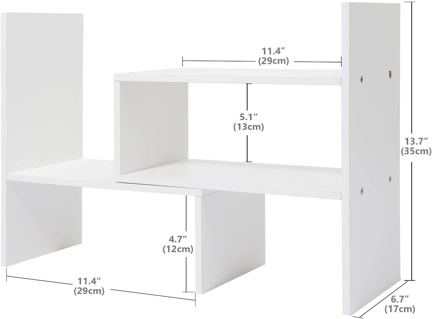 Ulrikco Expandable Wood Desktop Bookshelf, Desktop Organizer Office Storage Rack, Free Style Wood Display Stand Shelf, Corner Desk Storage Shelf