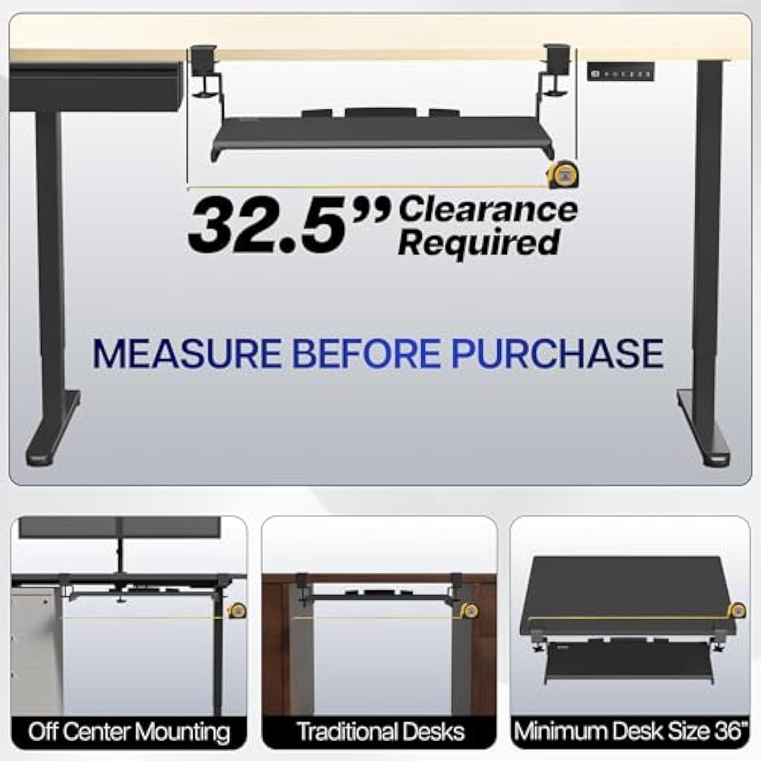 VIVO Large Height Adjustable Under Desk Keyboard Tray, C-clamp Mount System, 27 (33 Including Clamps) x 11 inch Slide-Out Platform Computer Drawer for Typing, Black, MOUNT-KB05HB