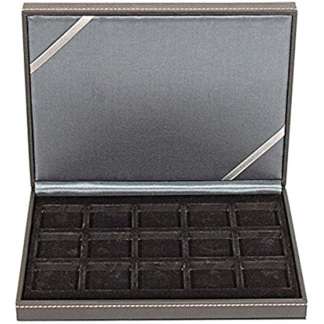 LINDNER Das Original Coin Case, 15 square compartments for coins or capsules with a diameter up to 40 mm, 1.0 liter, Black