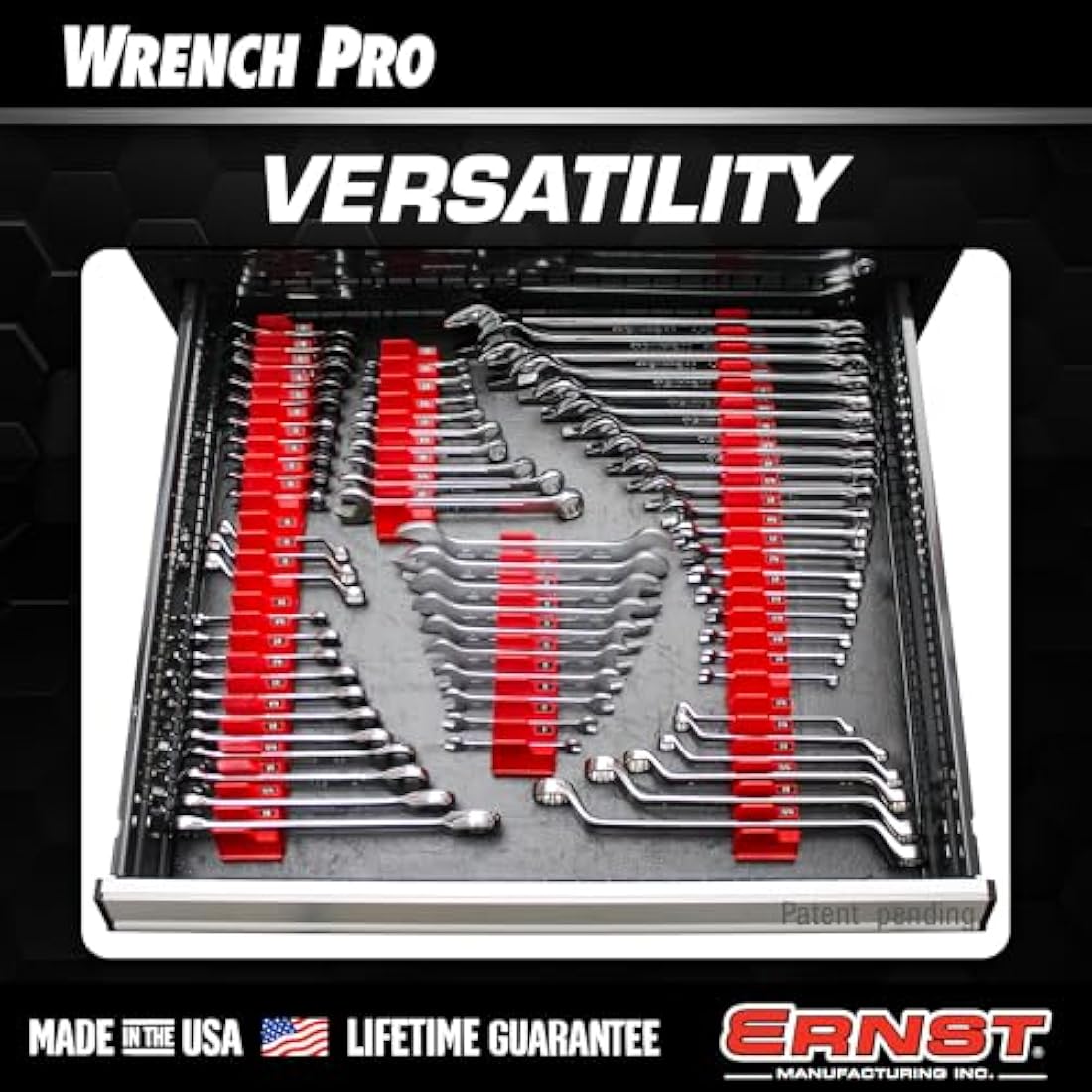 Ernst Manufacturing 5411M Magnetic Wrench Pro - Modular Wrench Storage for 40 Wrenches - Black