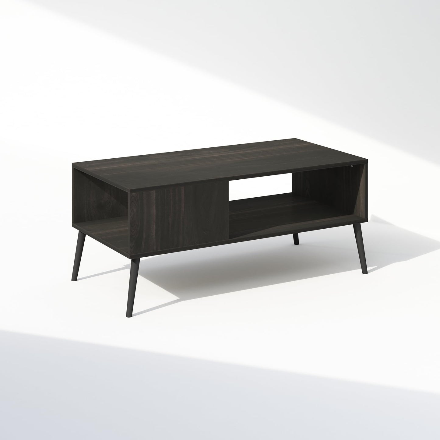 Furinno CLAUDE TV Stand, Mid Century Style Entertainment Center, TV Console for TV up to 40 Inch with Wood Legs, for Living Room, Bedroom, Espresso