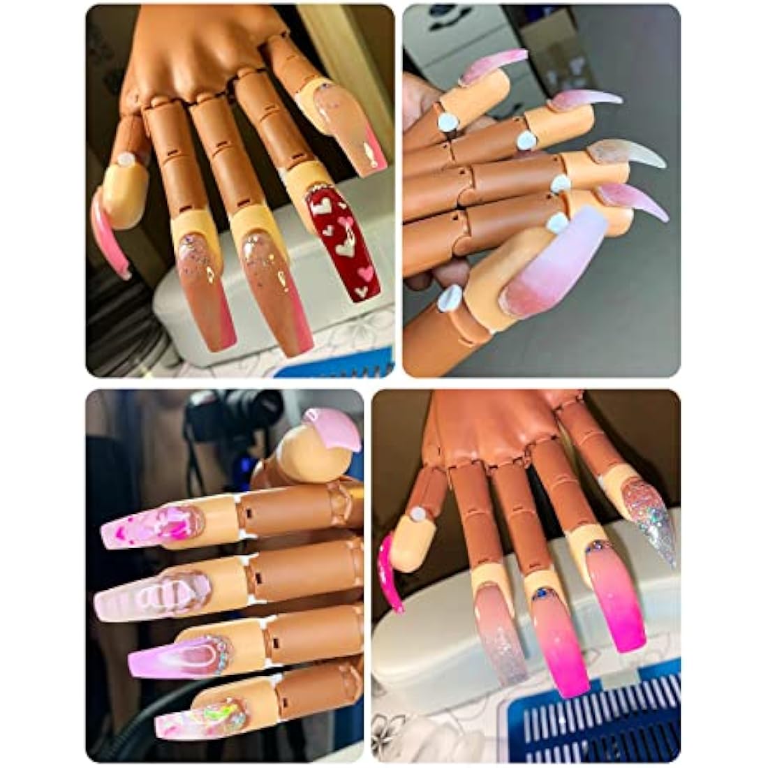 Deciniee Acrylic Nail Practice Hand - Flexible Professional Model - Adjustable Fake Hand for DIY Manicure