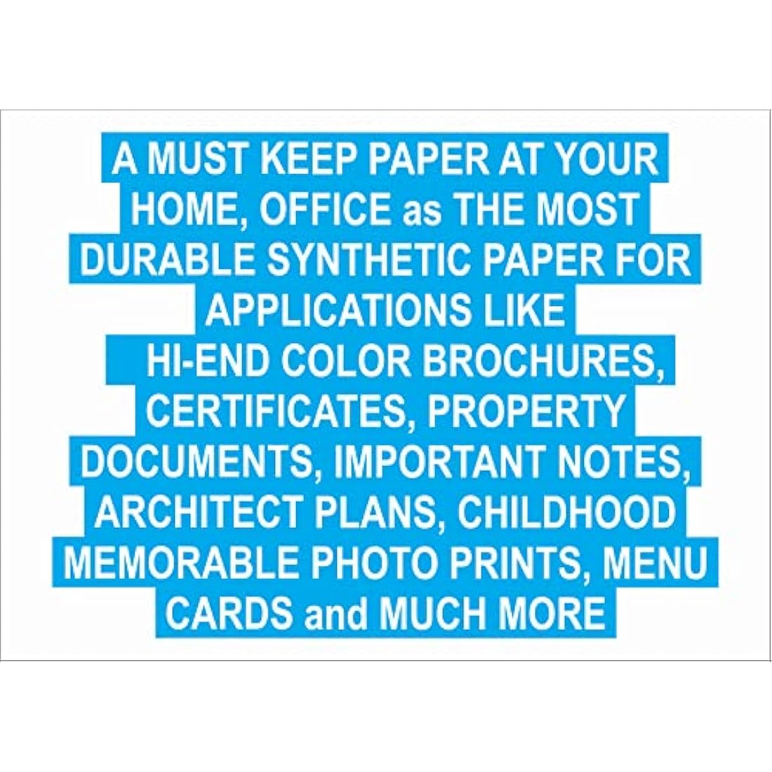 Waterproof Paper | 200 Sheets, A4, 160 GSM Thickness 5 MIL, Synthetic Paper, from HIGHH Image for Laser Printers. This is not for Inkjet Printers