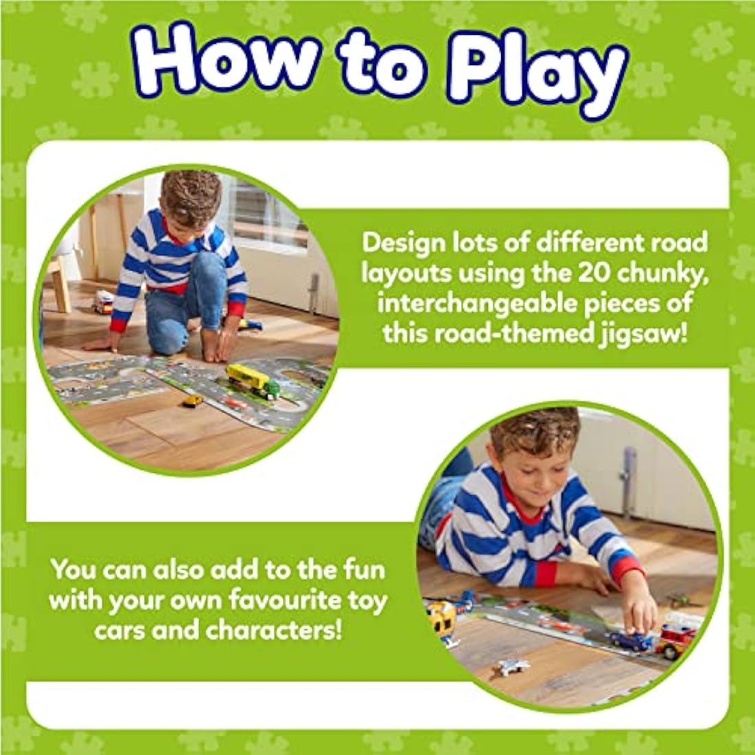 Orchard Toys Giant Road Floor Puzzle - Large Interchangeable Car Track Jigsaw Puzzles for 3 Year Olds - Alternative Road Mat for Toy Cars - Educational Kids Jigsaw for Toddlers - Age 3+