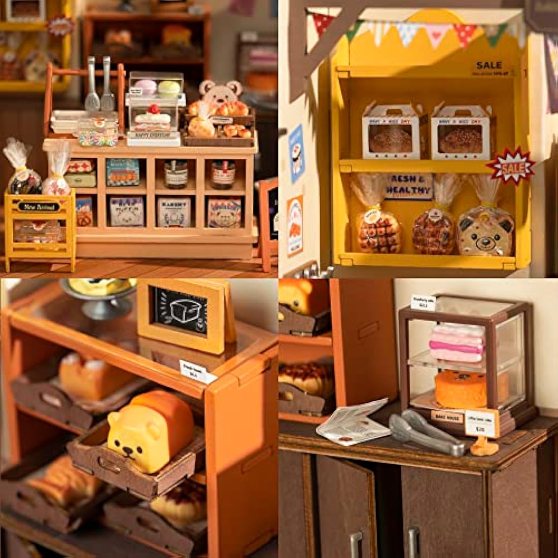 ROBOTIME DIY Miniature House Kit for Adults, Mini Dolls House Building Kit with Furniture and LED Lights for Women's or Girl's Birthday Gift.