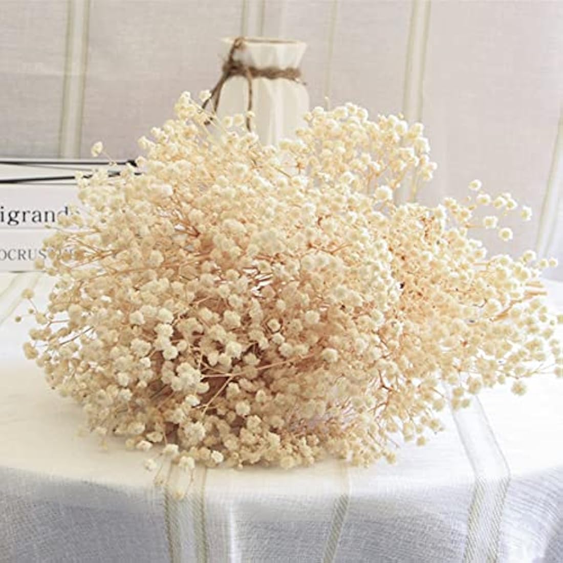 OUKEYI 17 Inch Dried Flowers Baby's Breath Bouquet - 2000+ Ivory White Dry Flowers,Natural Gypsophila Branches for Home Decor, Wedding, Table Decor, DIY Wreath Floral, Dry Flowers Bulk for Vase