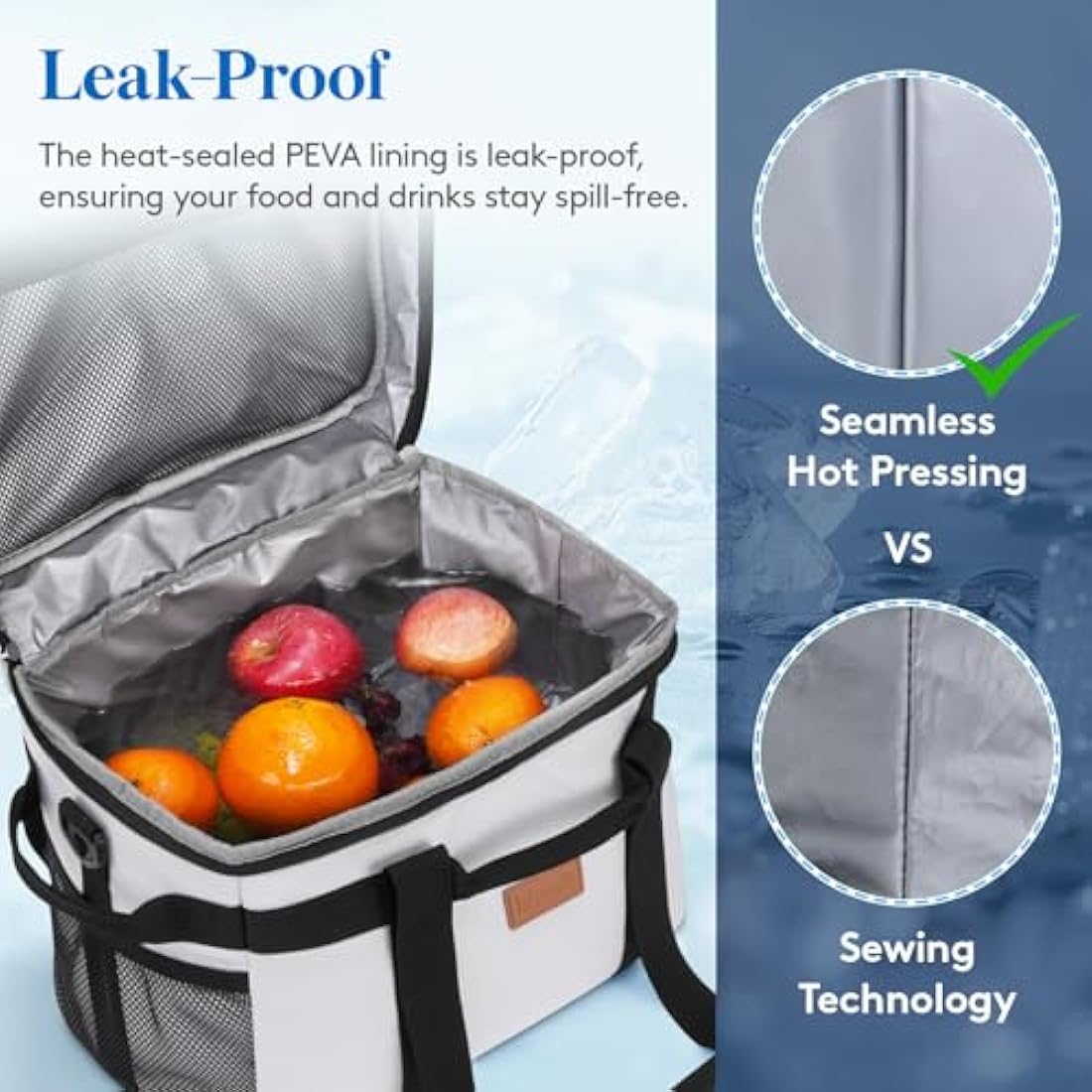 Lifewit 20L Soft Cooler Bag with Hard Liner, Large Insulated Picnic Lunch Bag Box Soft-Sided Cooling Bag for Camping、BBQ、Family Outdoor Activities, Silk Gray